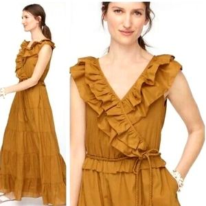 Nwot JCrew Caramel Sleeveless Ruffle Faux Wrap Tiered Maxidress